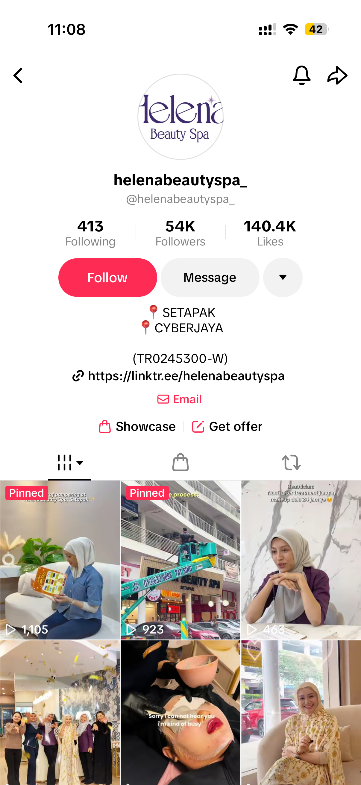 Helena Beauty Spa TikTok Profile